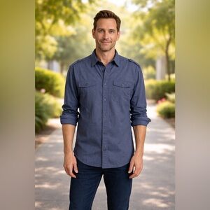 American Rag Men’s Long Sleeve Button-Up Shirt – Size Large Gray